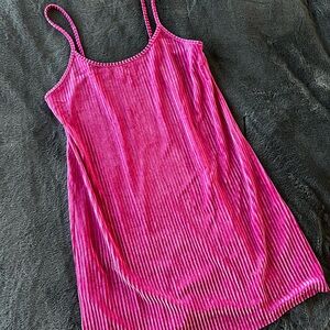 Vibrant Velour Pink Strappy Dress